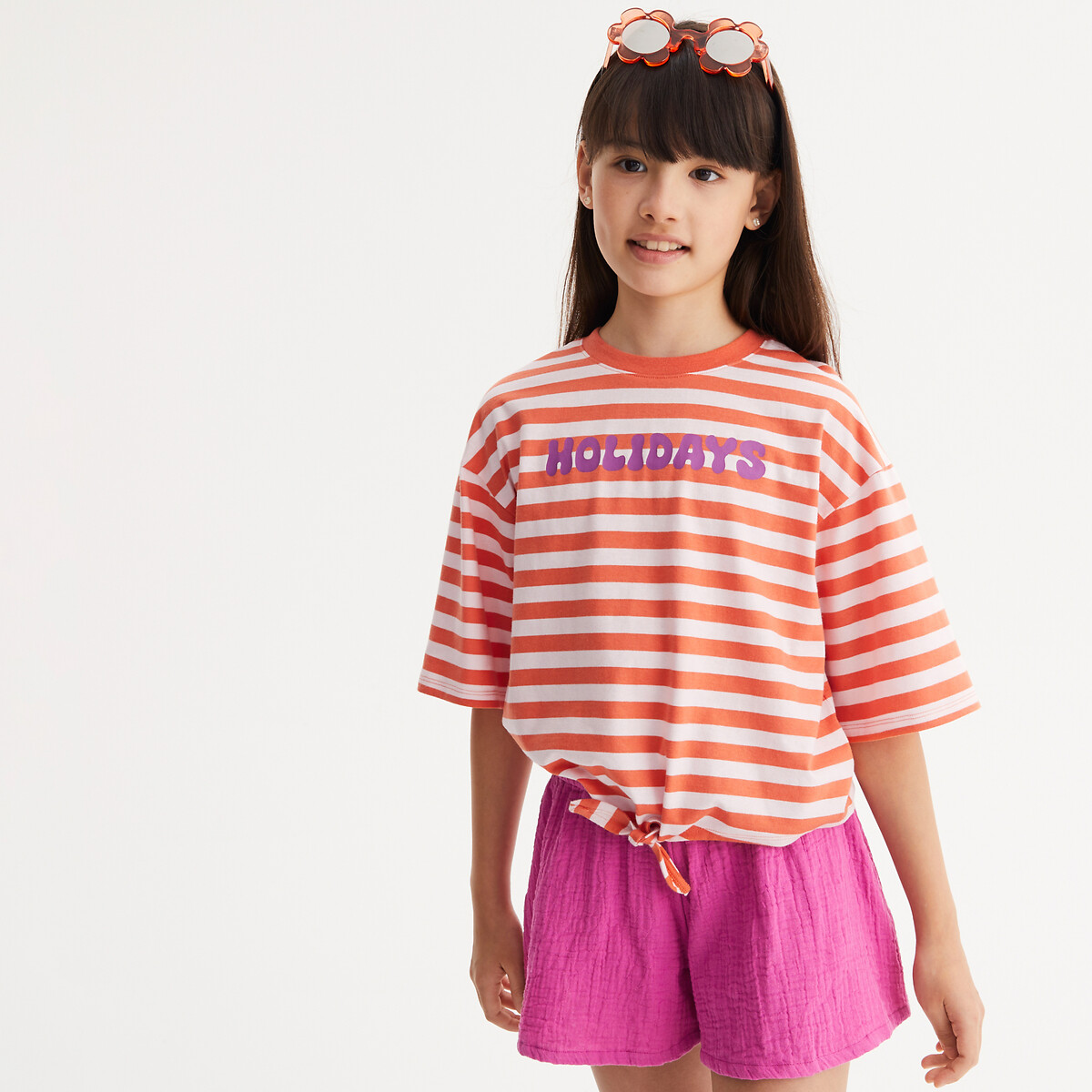 COLEÇÃO LA REDOUTE<br>Camiseta listrada com laço