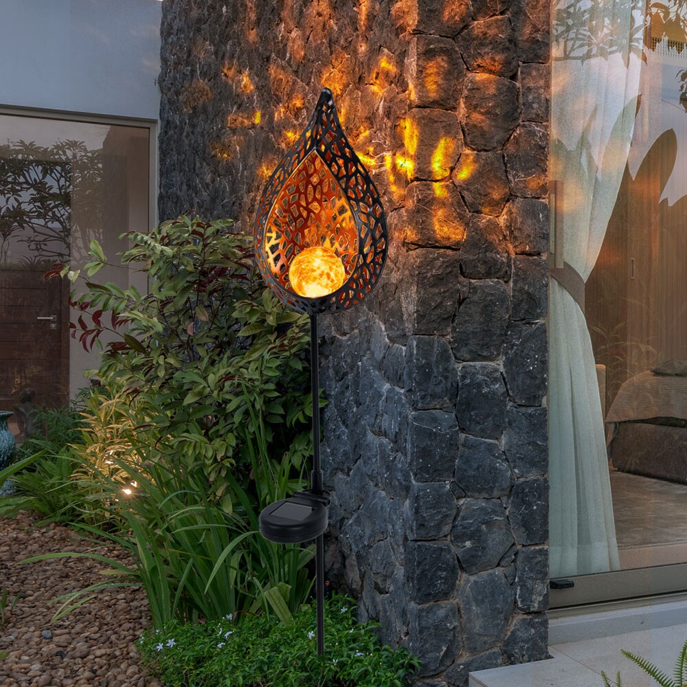 2er Set LED Solar-Steckleuchten im Flammen Design