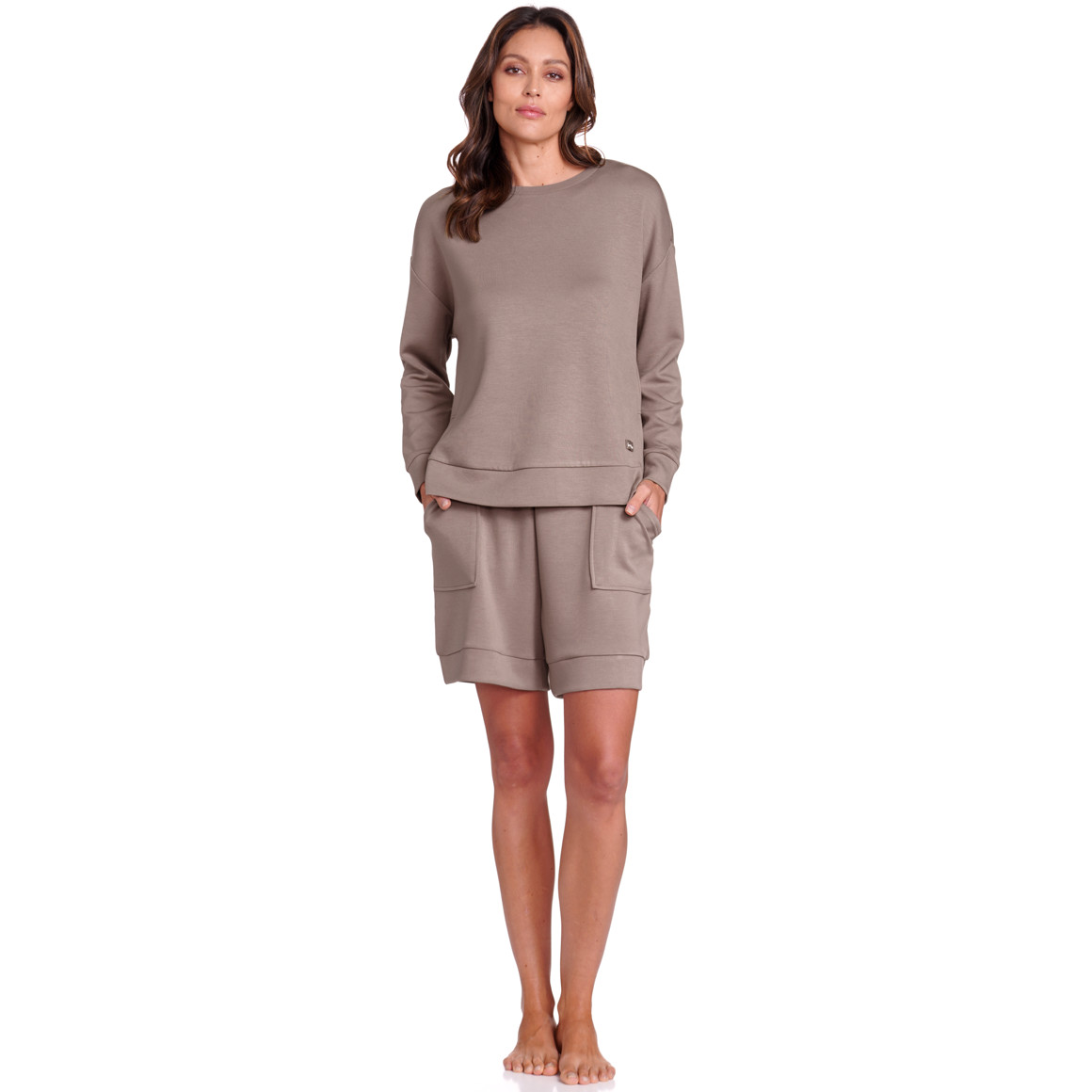 Gina Benotti Damen Sweatshorts aus Modal-Mix hellbraun