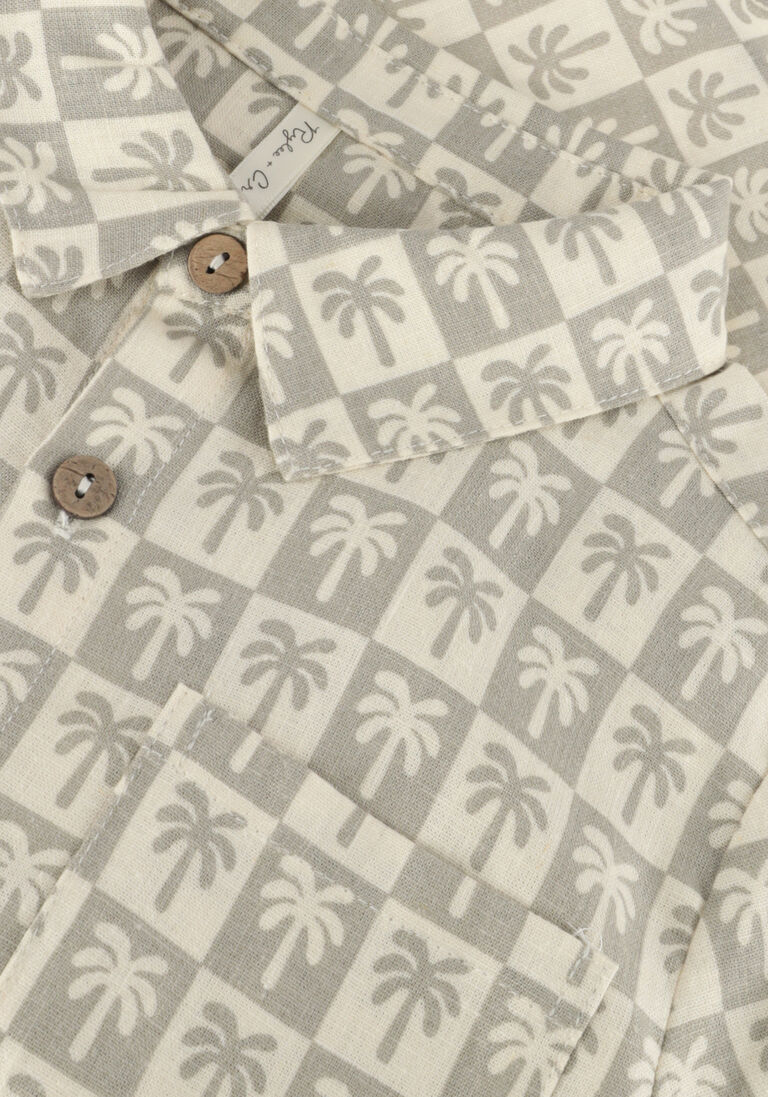 RYLEE + CRU taupe rylee + cru casual overhemd collared short sleeve shirt palm check