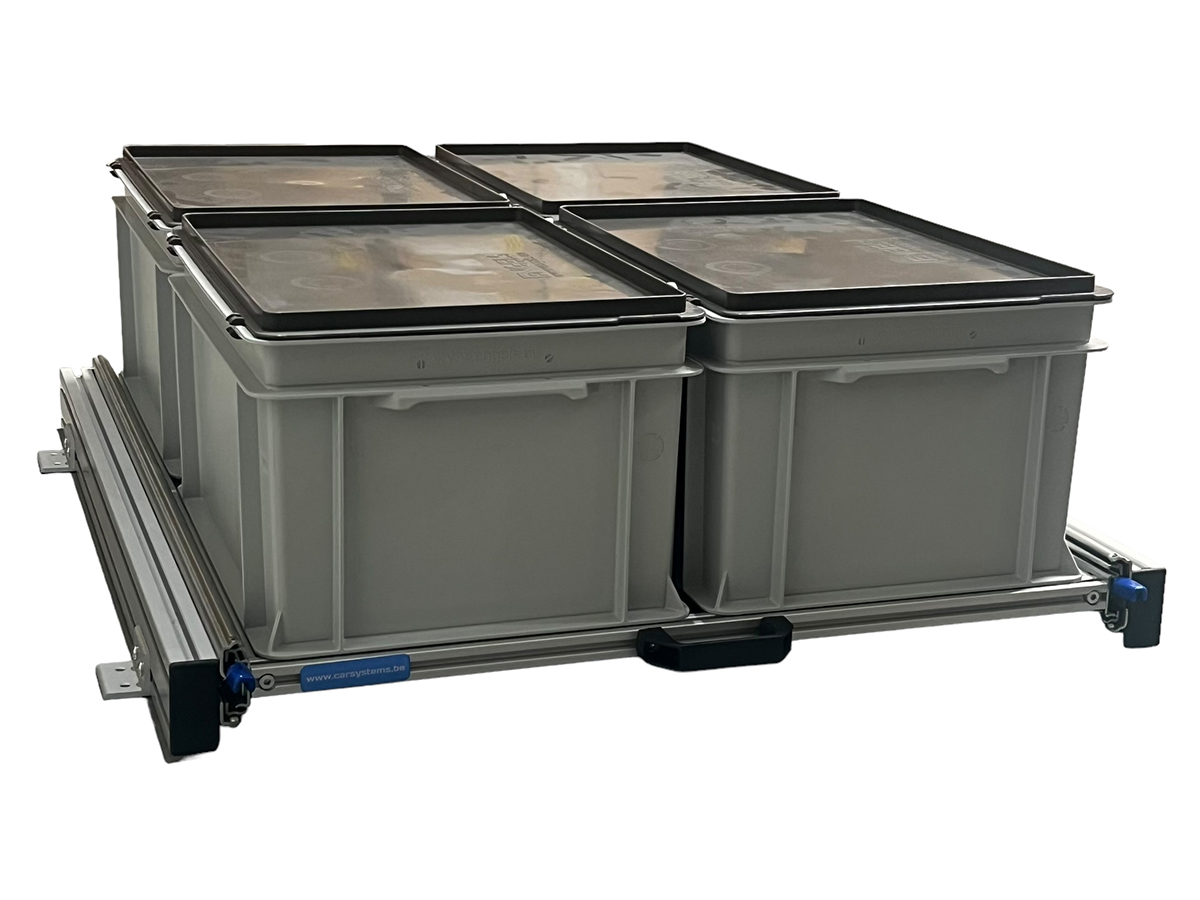 Aluminium schuifframe 80x60 cm met 4 bakken en deksel