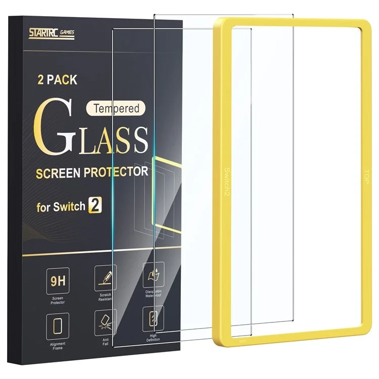 (2er Set) Vollbild Glas Display Schutzfolie mit Positionierungshilfe kompatibel mit Nintendo Switch 2 / Gehärtetes Schutzglas - Transparent