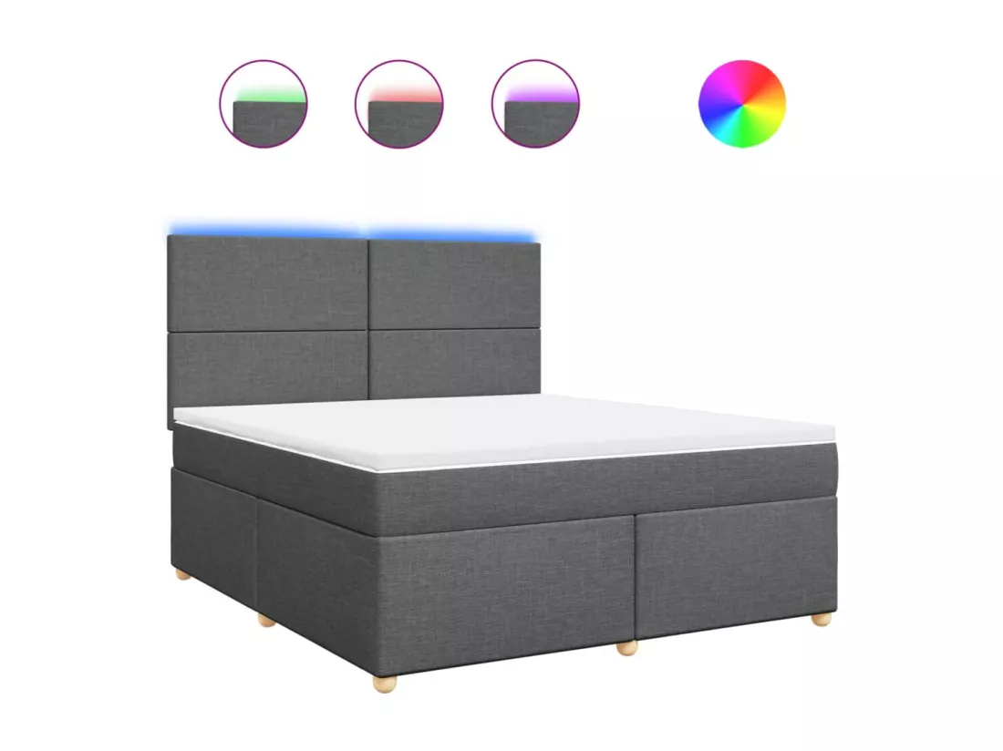 Sommier à lattes de lit avec matelas Gris foncé 180x200cm Tissu