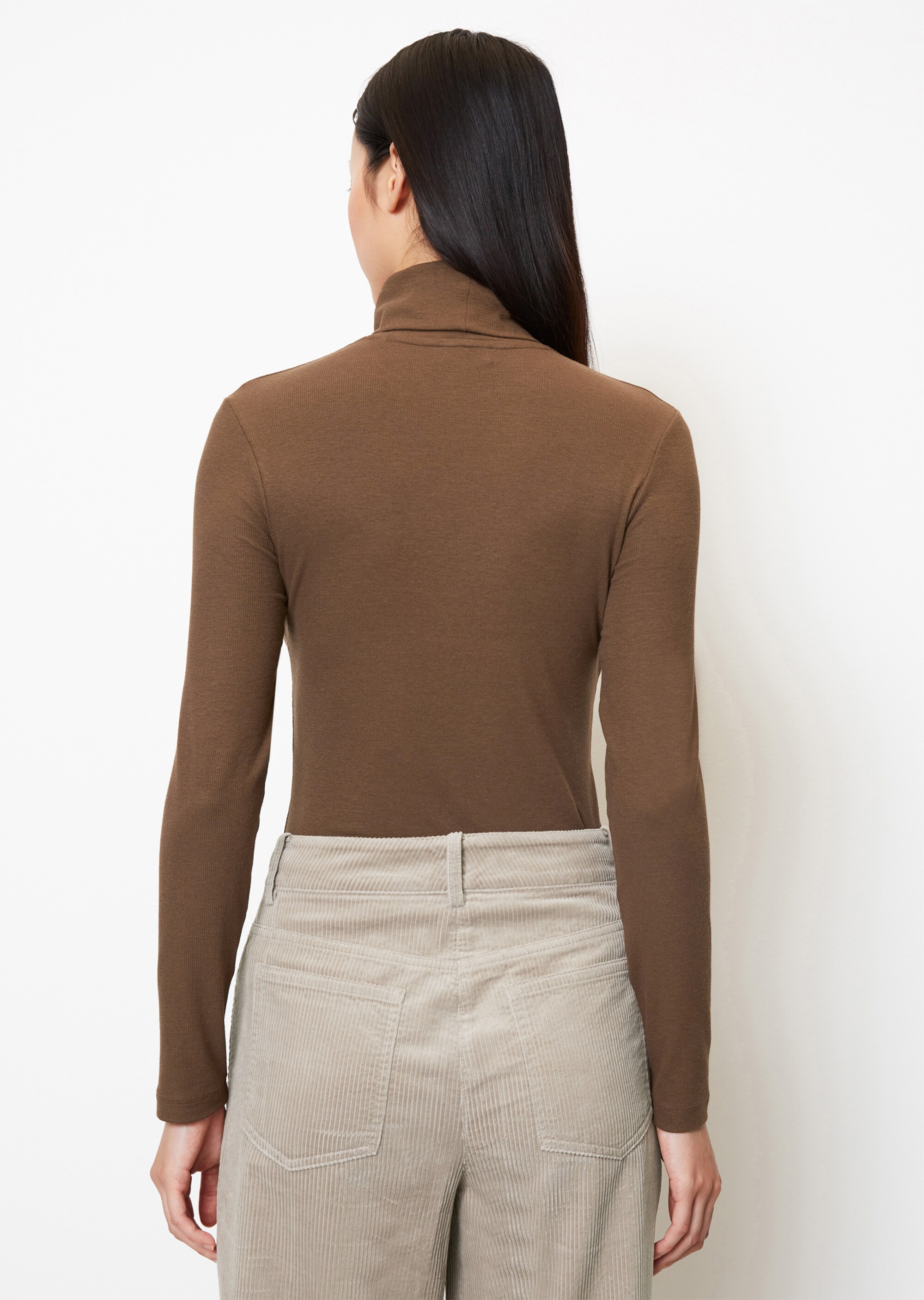 Rollkragen-Longsleeve aus soft geripptem Jersey