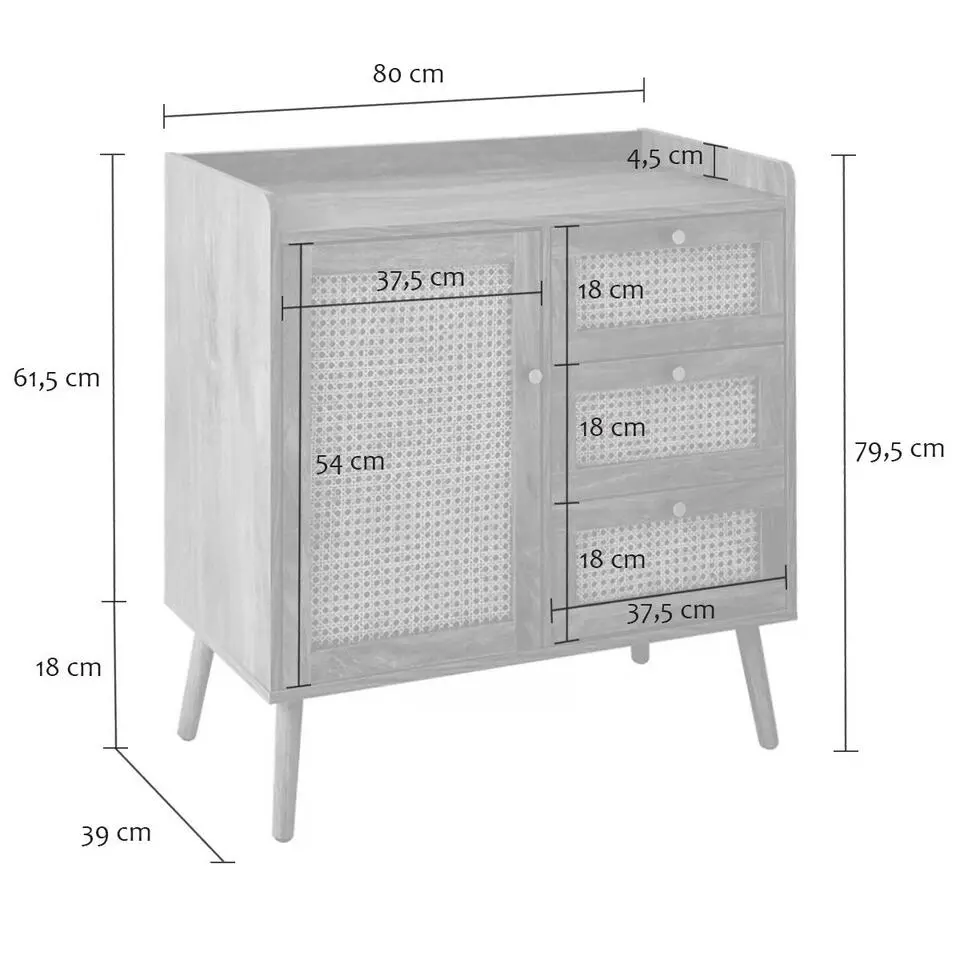 CALICOSY - Ladekast PALMO - Licht hout - 79,5x80x39 cm
