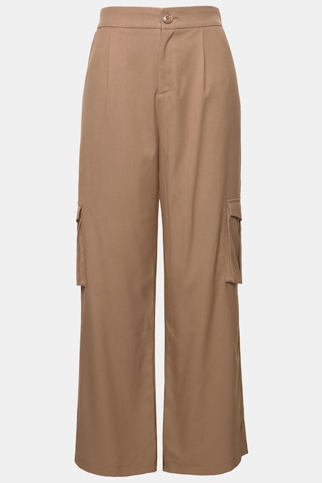 Cargohose, High Waist, Wide Legs, teilelastischer Bund, Cargotaschen