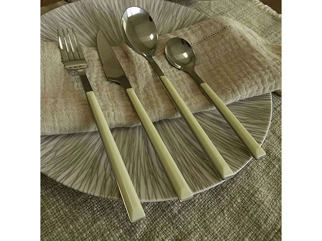 Novastyl - Lot 6 Couteaux De Table Colorama 23cm En Acier Inoxydable Creme