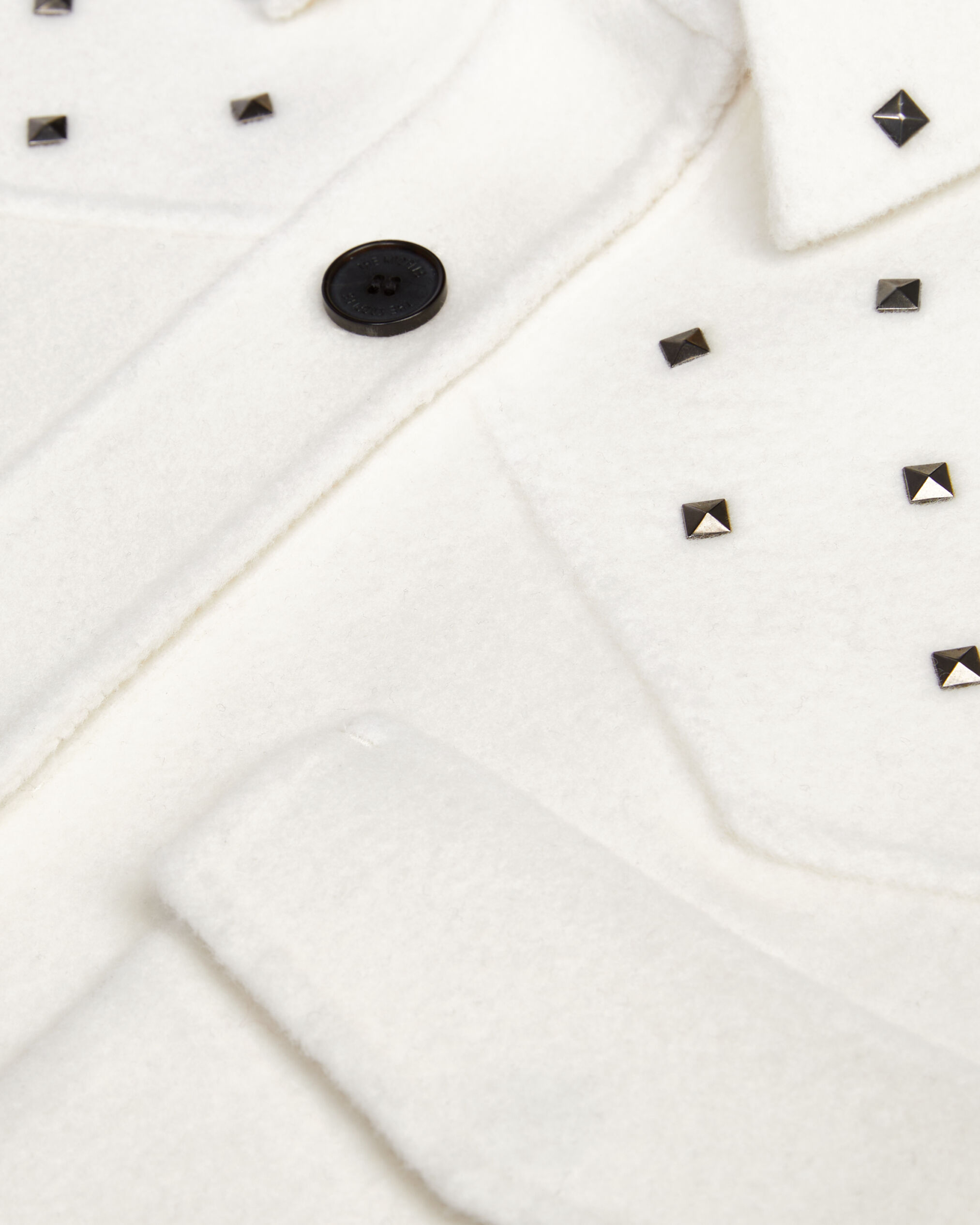 Ecru wool-blend overshirt-style jacket with studs