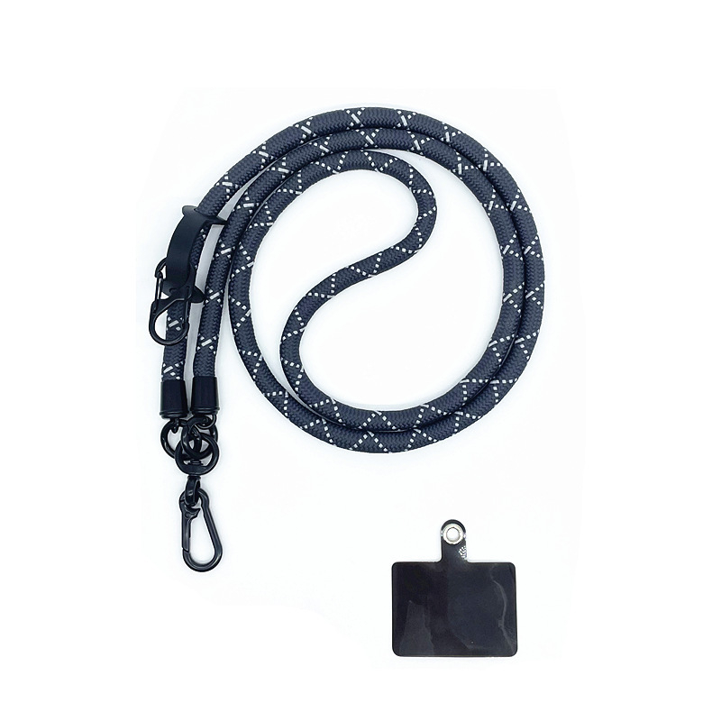 (110cm) Universal Necklace Handykette Umhängeband für Schutzhülle mit Schlüsselanhänger   1x Einlage - Grau / Dunkelgrau