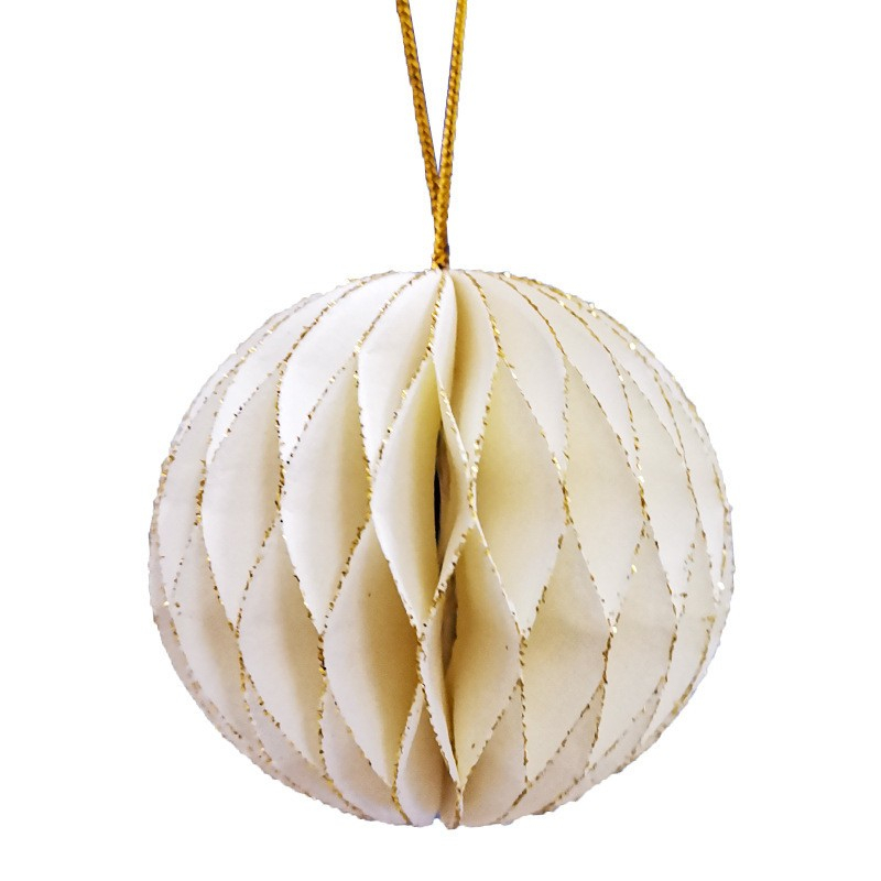 (3er Set) Papier Christbaum Schmuck Fächer Ornament Weihnachtskugeln Deko mit Glitzer