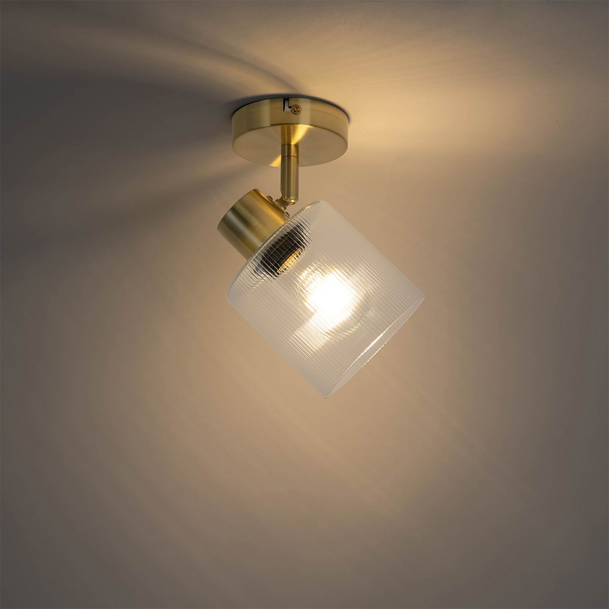 Art Deco plafondspot goud met glas verstelbaar - Laura