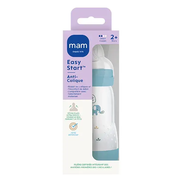 Mamadeira Mam Easy Start com bico anticólica Ocean Flow 2, 260ml