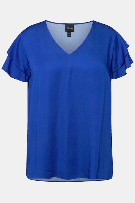 Blusenshirt, V-Ausschnitt, doppelte Cup-Ärmel