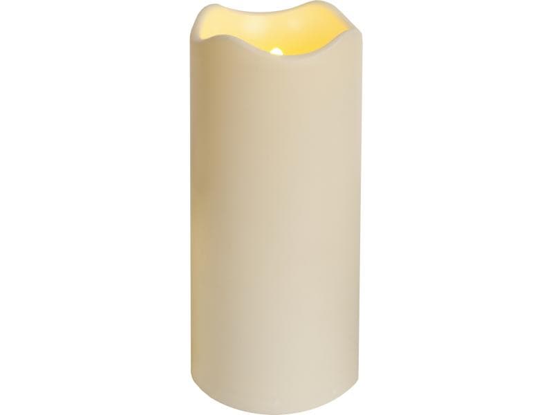 Star Trading LED-Kerze Pillar Paul Ø 10 x 23 cm, Beige LED-Kerze für den Aussenbereich