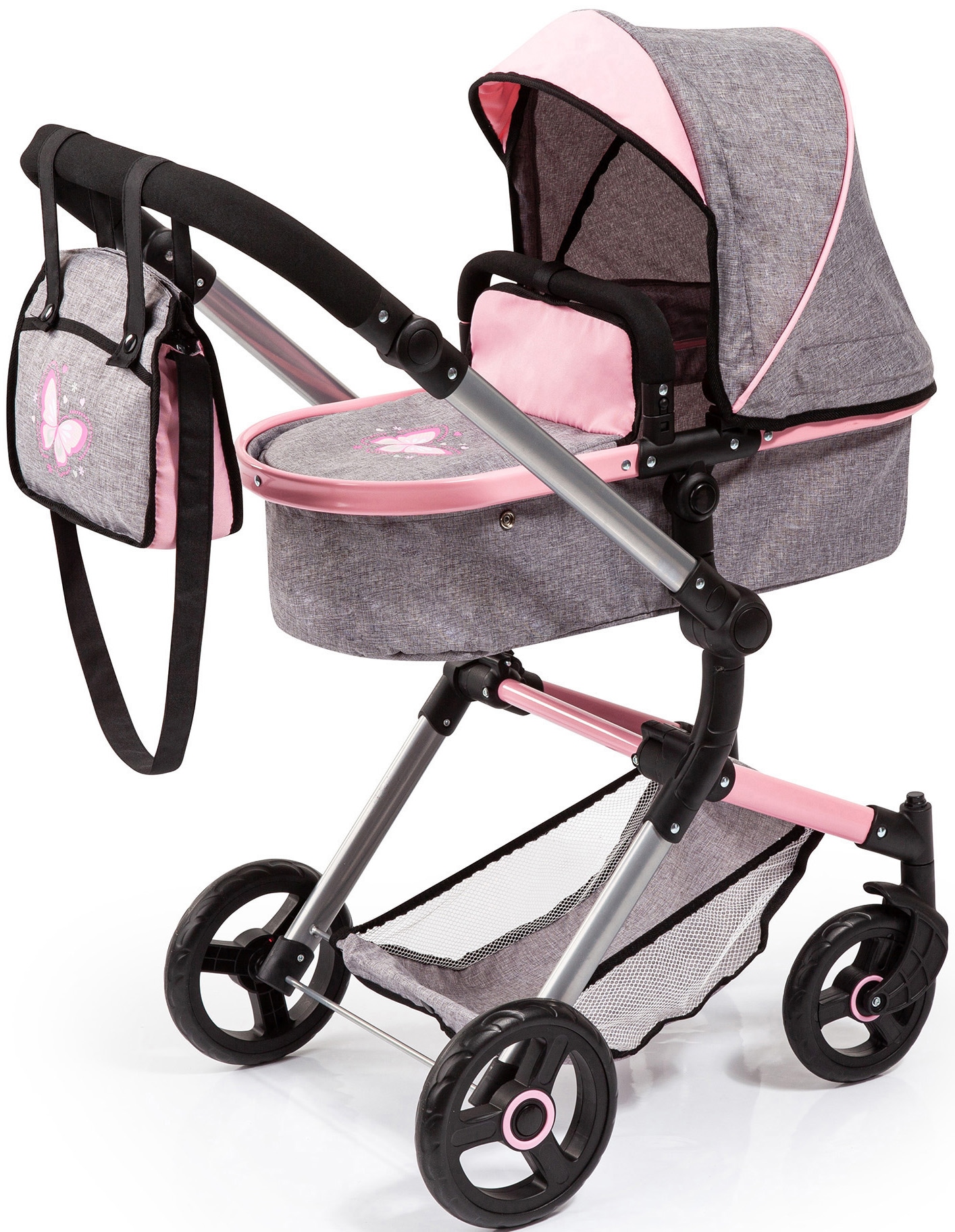 Bayer Kombi-Puppenwagen »Vario, grau« mit Wickeltasche
