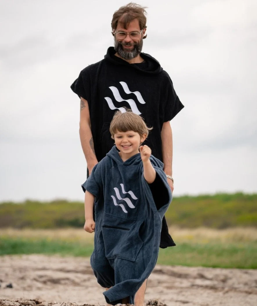 Watery badeponcho til junior - Bomuld - Grå