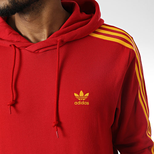 Sweat Capuche A Bandes HK7395 Rouge