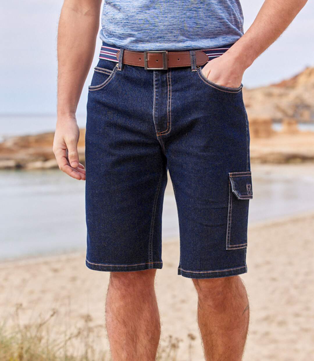 Lot de 2 Bermudas Cargo en Jean Stretch