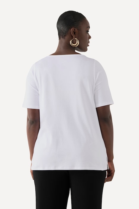 T-Shirt, Pima Cotton, Farn, U-Boot-Ausschnitt, Halbarm