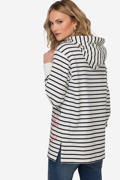 Hoodie, Ringel Sweater, Anker Print, Langarm