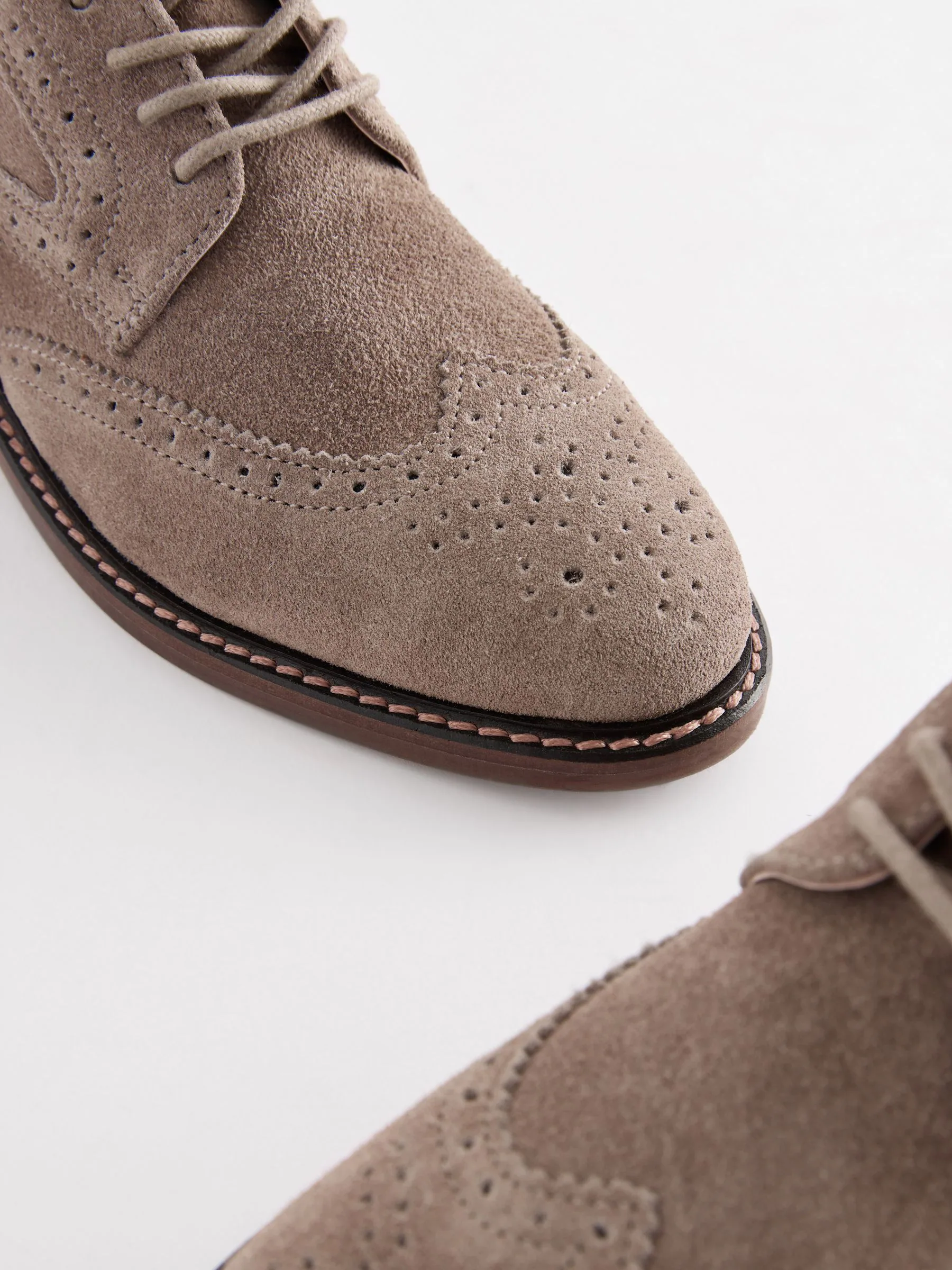 Neutraal suède - Leren Brogue schoenen met veters