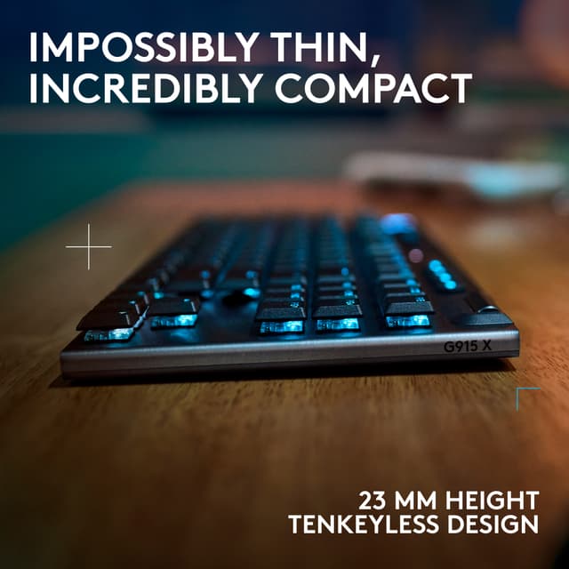 Logitech G915 X Lightspeed TKL trådløst klikbart gamingtastatur (sort)