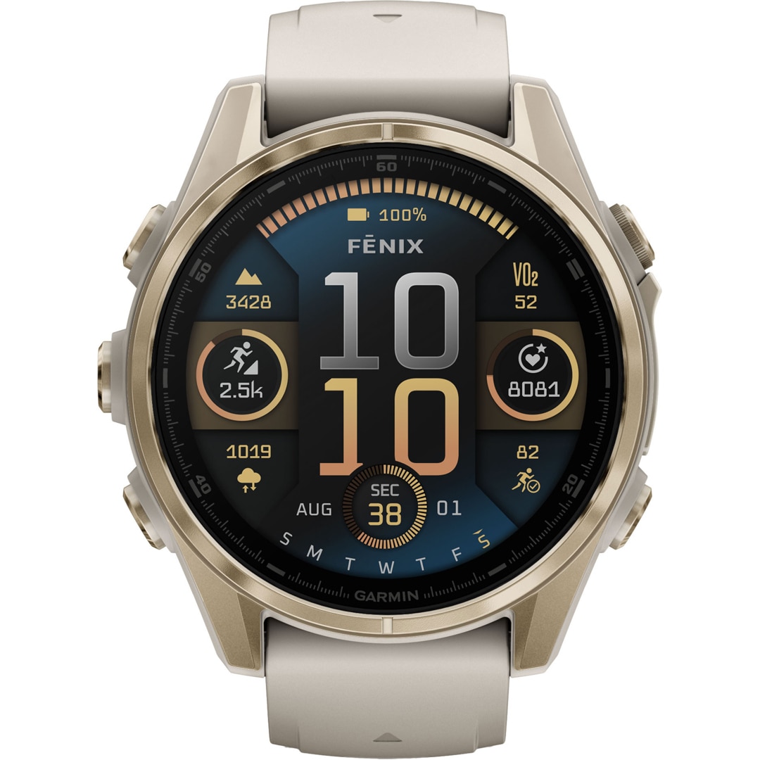 Garmin Fenix 8 - 43mm AMOLED Sapphire Nebelgrau / Softgold