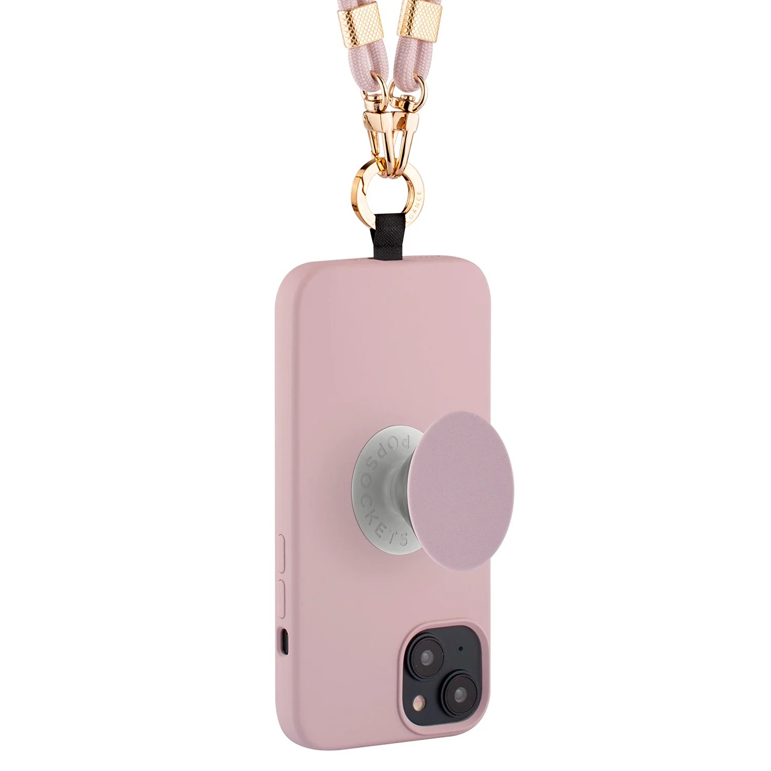(by Just Elegance) iPhone 15 Pro Max PopGrip 3in1 Necklace Gummi Hülle Elite   Handykette (160cm)   PopSockets (30496) - Rosa