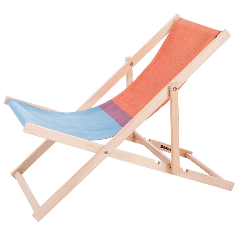 Weltevree Beach Chair hout tuinstoel rood/blauw