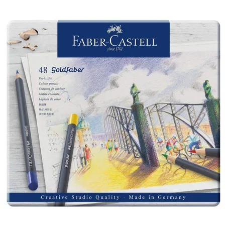 Faber-Castell Farbstifte mit permanenter Ölkreidemine Goldfaber, 48 Stück