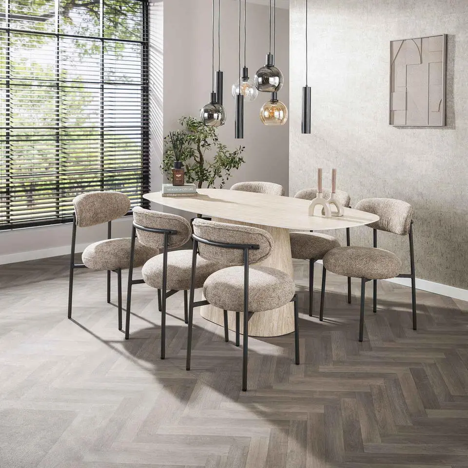 Eettafel Deens Ovaal - Travertin - 180x90x76cm - Centro