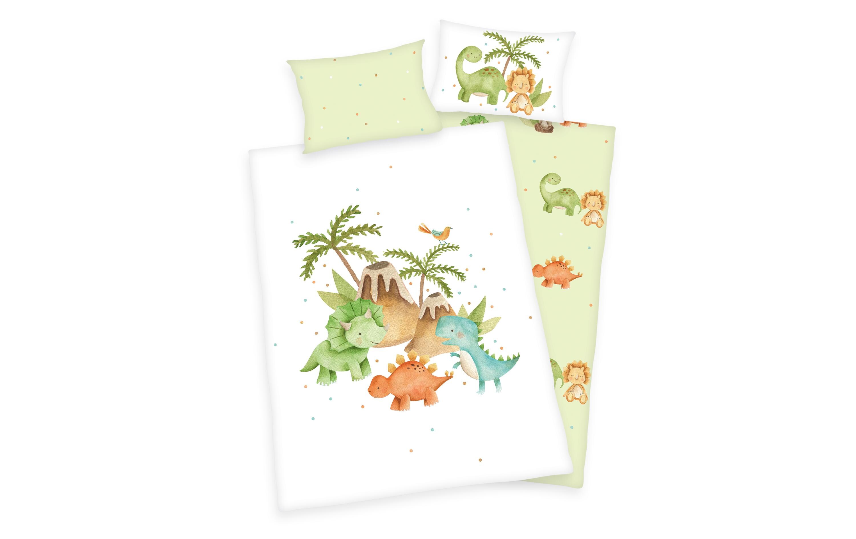 Kinderbettwäsche Dinos 100 x 135 cm + 40 x 60 cmBettwäsche für Kinder