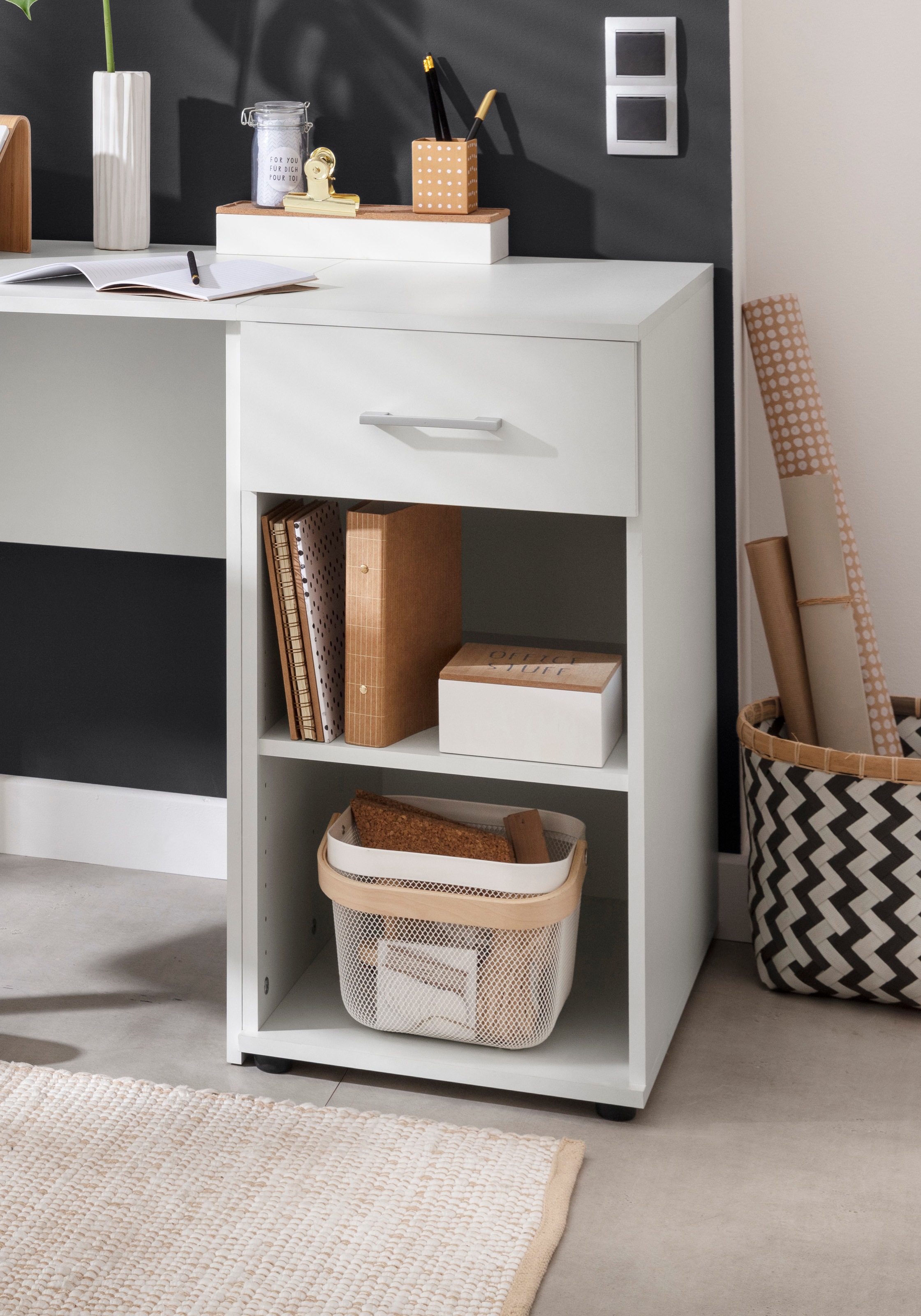 VOGL Möbelfabrik Rollcontainer »Modila« 1 Stk. tlg. Anstellcontainer offen 1 Schublade