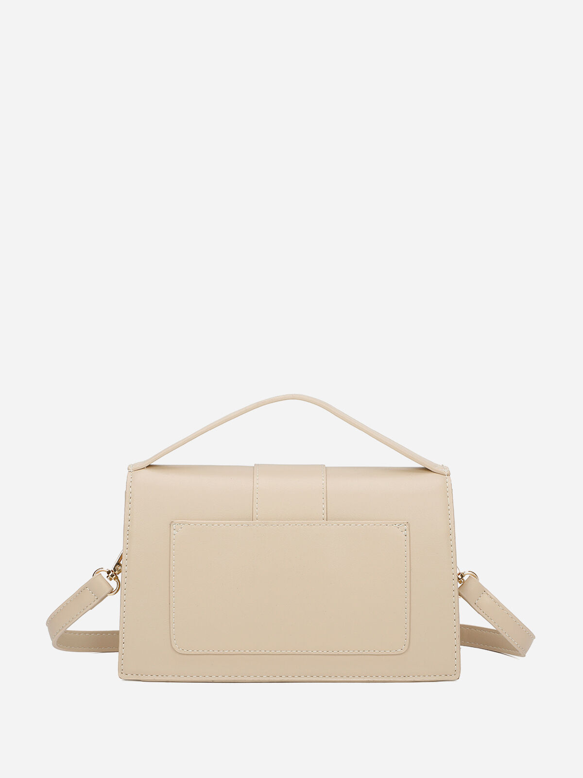 Mini sac rectangle à fermoir doré- Beige