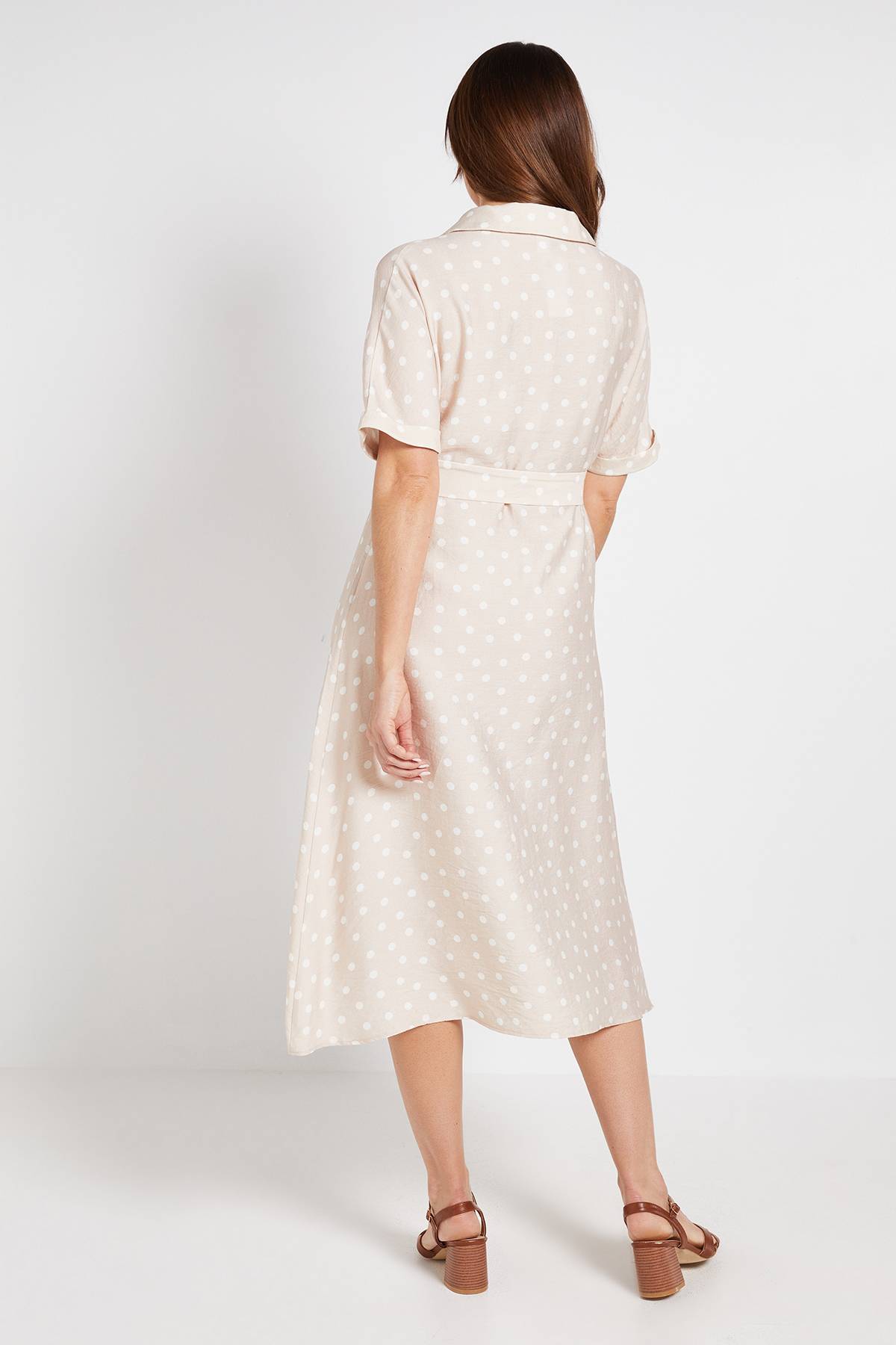 Wallis Robe Chemise D'été À Pois Avec Boutons