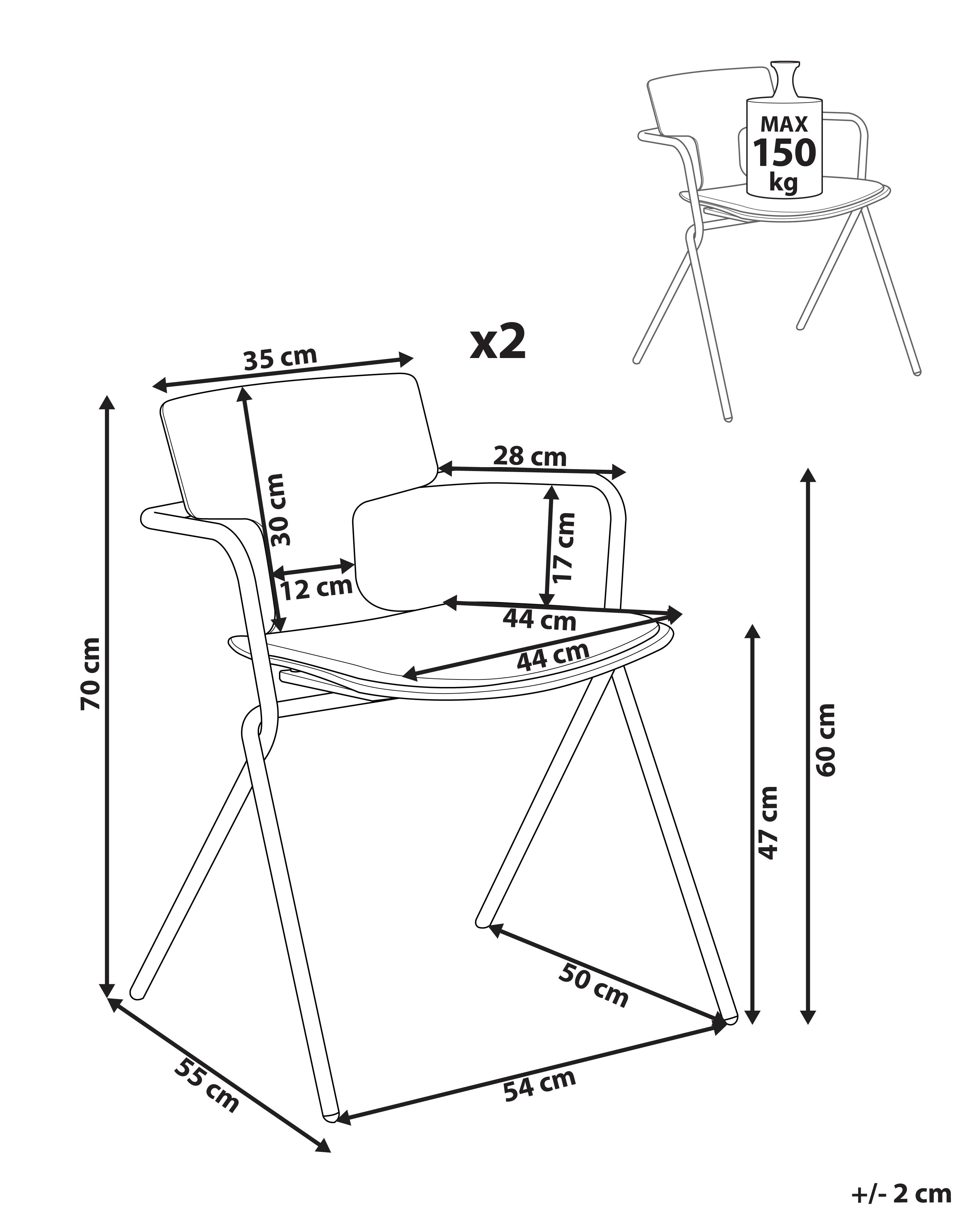 Set van 2 eetkamerstoelen MANSON Zwart/wit