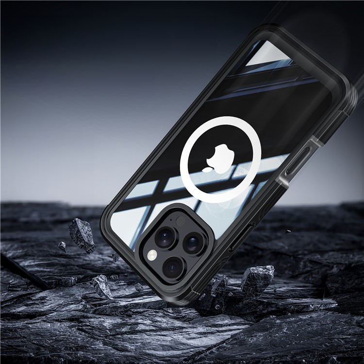 iPhone 16 Magnetische Schutzhülle mit Panzer Glas Backcover   Displayschutz (Magnet-Technologie) - Schwarz / Grau
