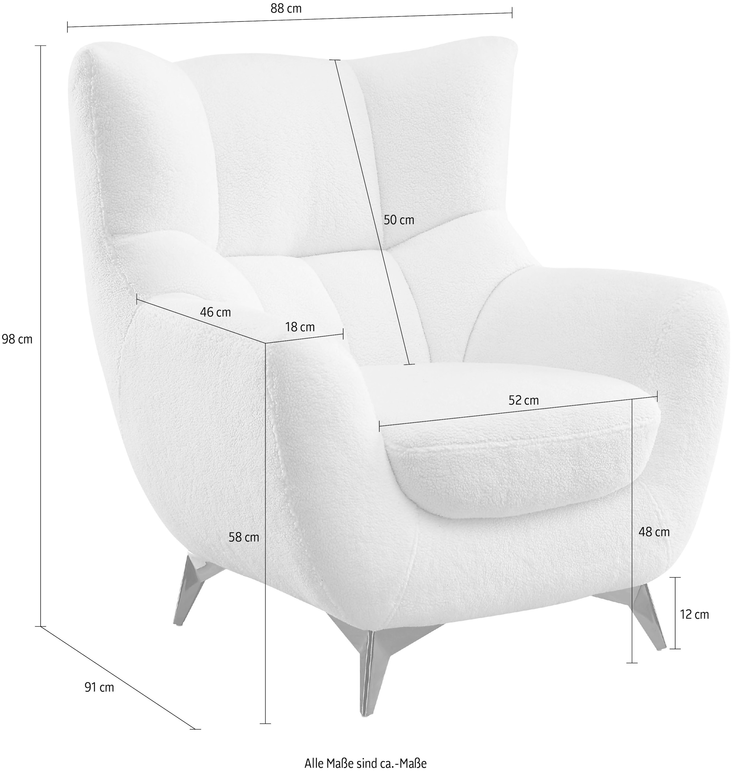 ATLANTIC home collection Sessel »Shawn« mit Federkern, trendy Bezug mit Teddyoptik