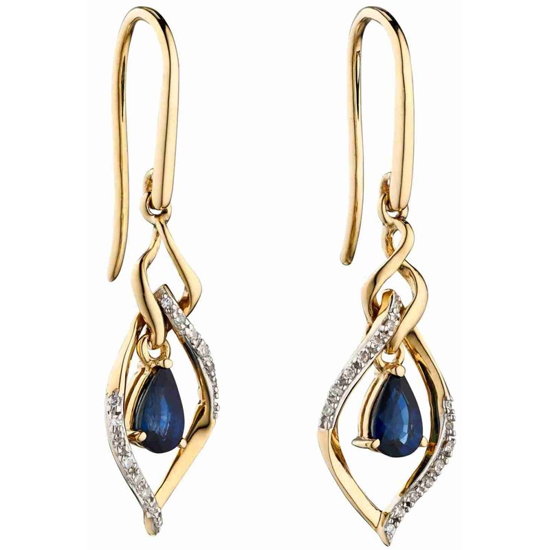 Boucle d'oreille saphir et diamant en Or 375/1000