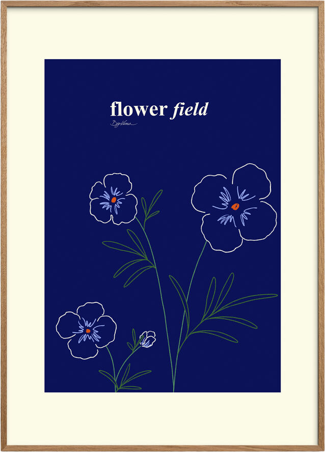 Poster & Frame Flower Field 02 Blå