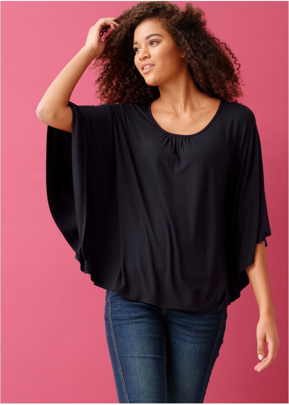 T-shirt à manches chauve-souris et col rond