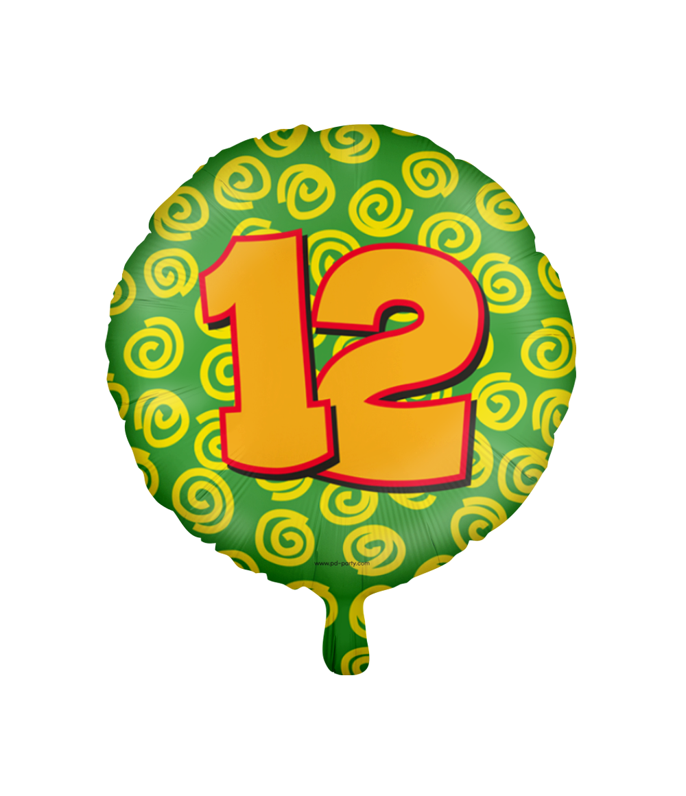 Helium Ballon 12 Jaar Gekleurd Leeg 46cm