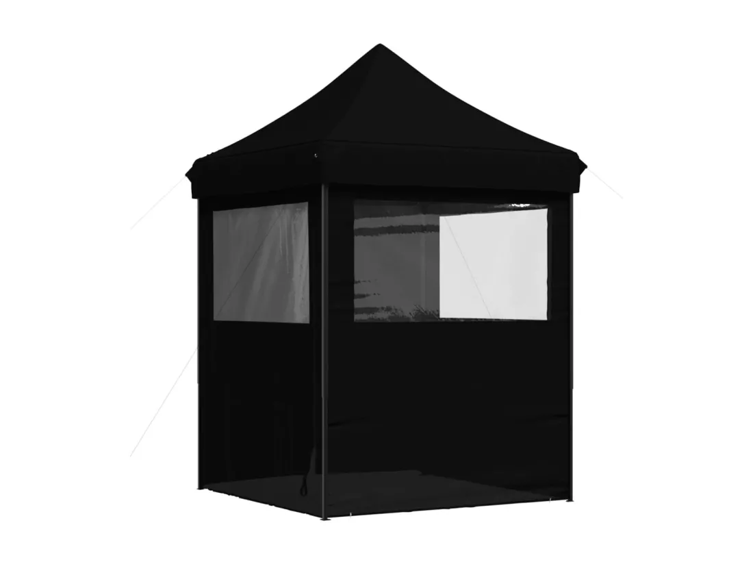 Tente de réception pliable escamotable 4 parois latérales noir