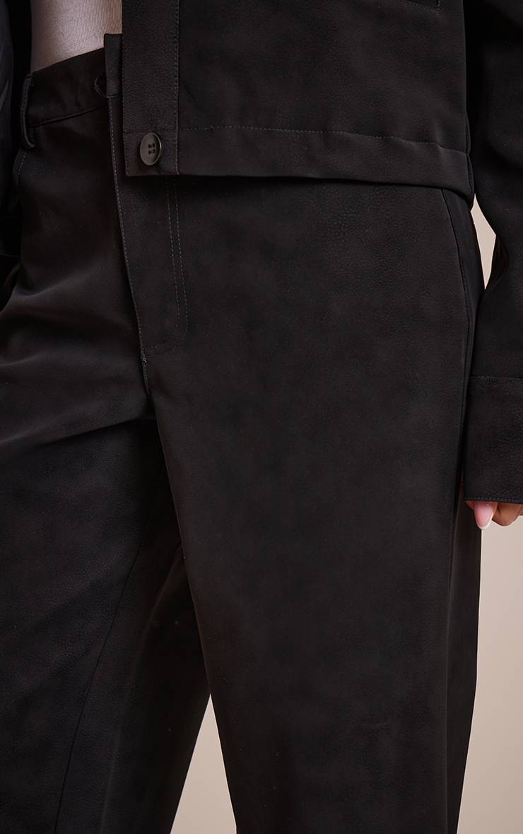 Noir Pantalon Large Taille Haute En Synthétique Effet Délavé - Ensemble Coordonné