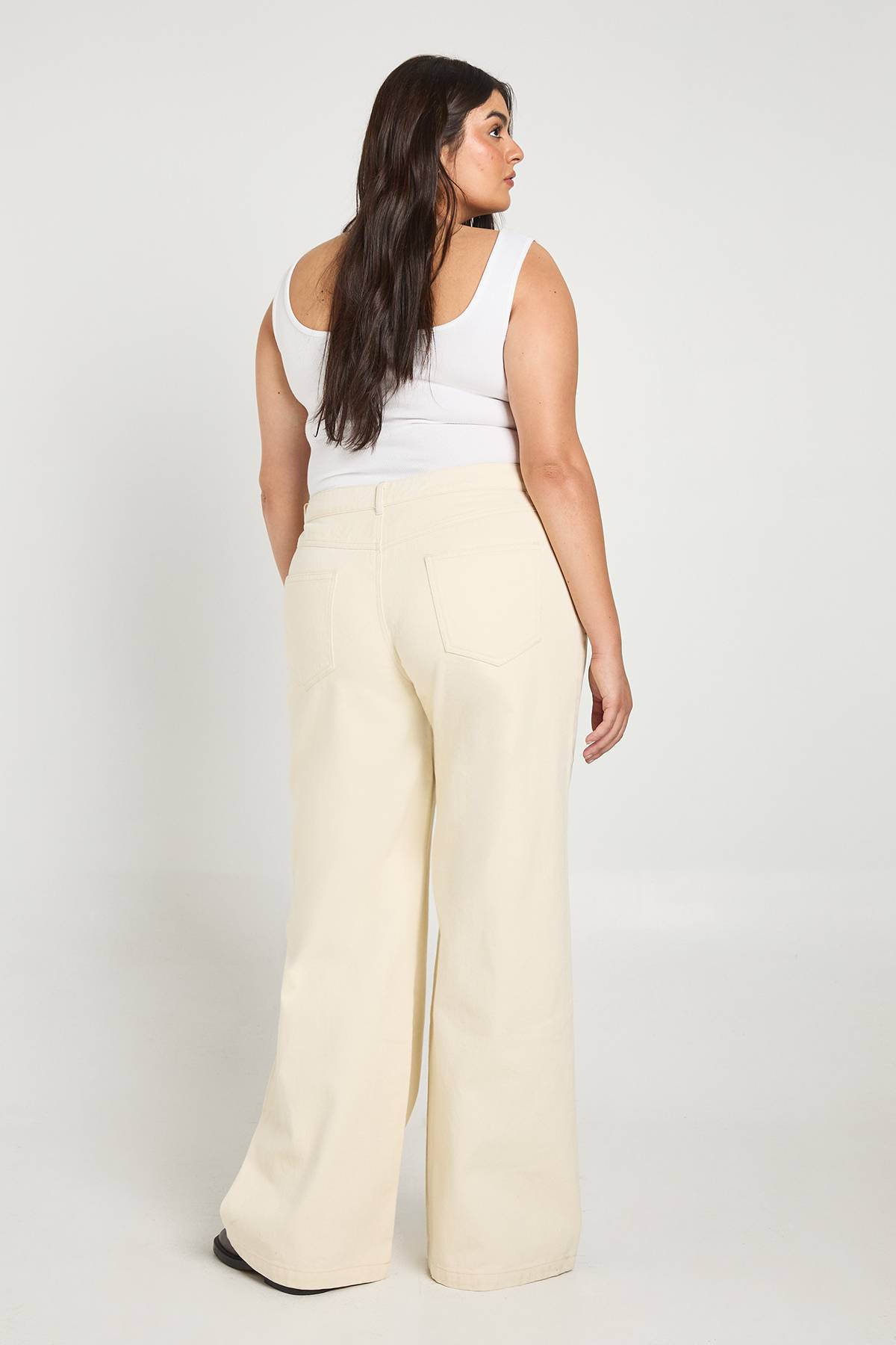 boohoo Jean Écru Large Taille Plus