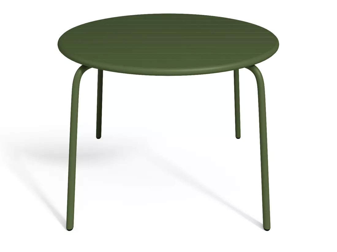 Salle à manger de jardin en métal - une table D.110 cm et 4 chaises empilables - Kaki - MIRMANDE de MYLIA