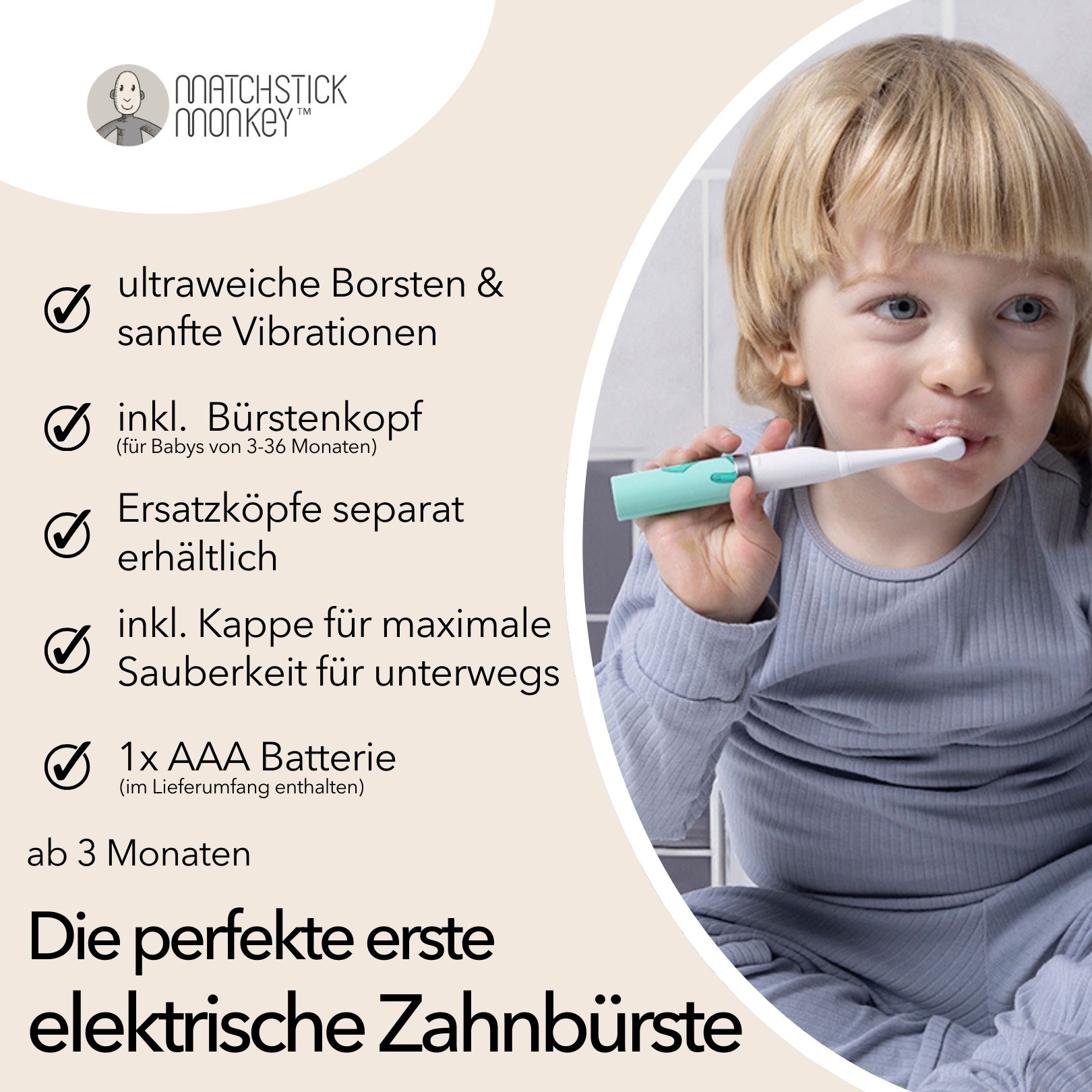 Matchstick Monkey Baby Elektrische Schallzahnbürste