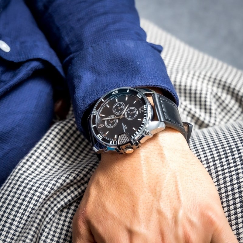Coffret montre Homme GIORGIO bracelet Cuir Noir