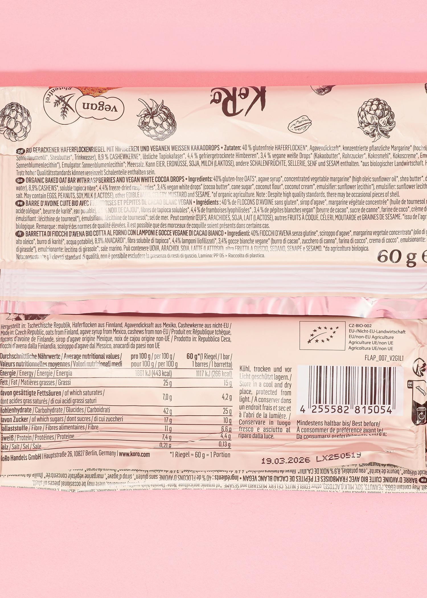 Bio Flapjack Raspberry White Choc 60 g