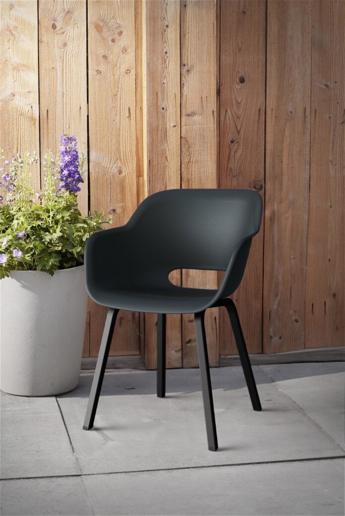 Keter Noa Tuinstoel - 2 stuks - 55x56,5x80cm - Metalen frame - Zwart - Gerecycled plastic